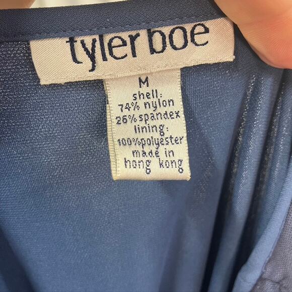 Vintage Tyler Boe Maxi Sheath Dress‎ Womens M Blue Floral Mesh Spring Summer - Picture 11 of 14